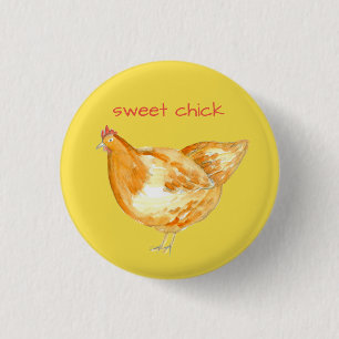 Badge Rond 2,50 Cm Poulets poulets Jaune Chick sucré