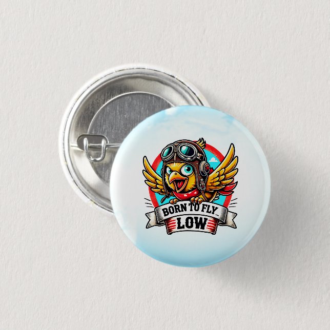 Badge Rond 2,50 Cm Poulette Aviatrice (Devant & derrière)