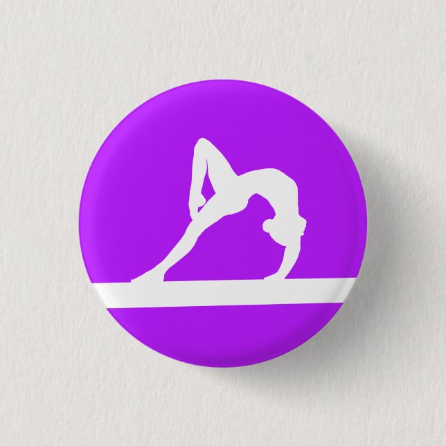 Badge Rond 2,50 Cm Pourpre de bouton de silhouette de gymnaste (Devant)