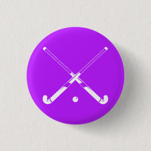 Badge Rond 2,50 Cm Pourpre de bouton de silhouette d'hockey de champ