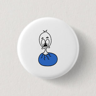 Badge Rond 2,50 Cm Poussin mignon sortant d'un œuf bleu