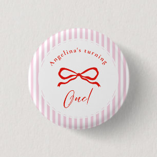 Badge Rond 2,50 Cm Premier anniversaire de bébé avec des boutons doux