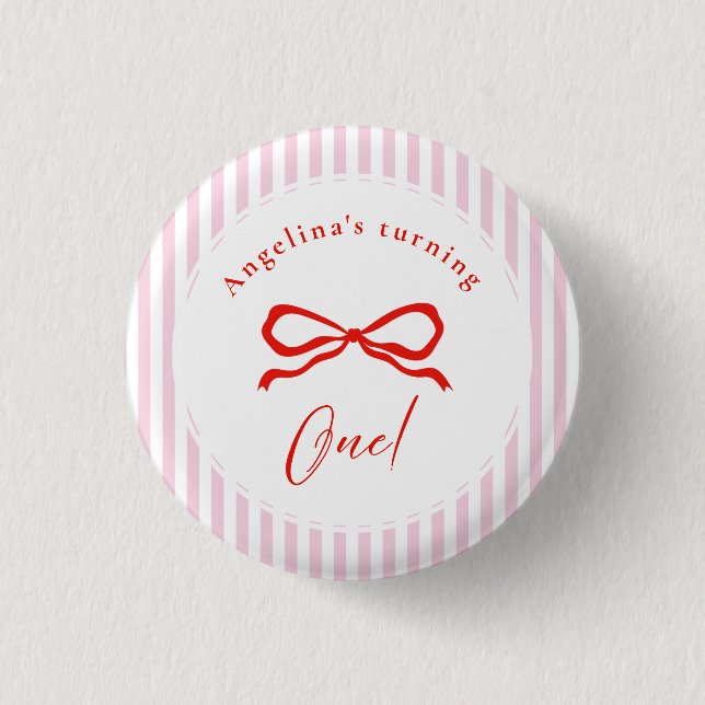 Badge Rond 2,50 Cm Premier anniversaire de bébé avec des boutons doux (Devant)