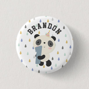 Badge Rond 2,50 Cm Premier Anniversaire de Cute Panda