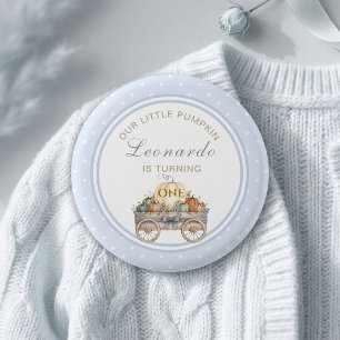 Badge Rond 2,50 Cm Premier Anniversaire Garçon Bleu à Points Pumpkin