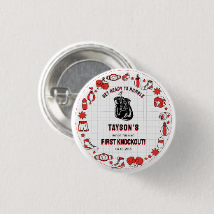 Badge Rond 2,50 Cm Premier combat de boxe à K.O. 1er anniversaire – E