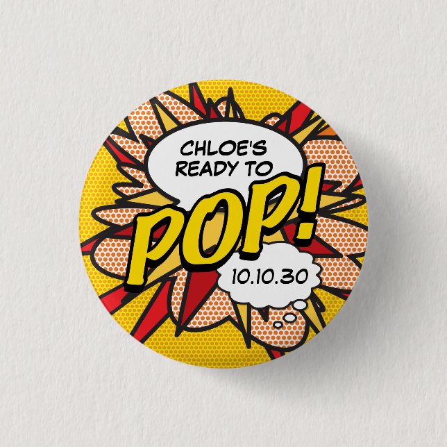 Badge Rond 2,50 Cm Prête à exploser Baby Shower (Devant)