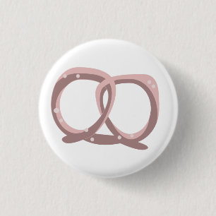 Badge Rond 2,50 Cm Pretzel Salé Rose torse