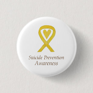 Badge Rond 2,50 Cm Prévention du suicide Jaune Sensibilisation Ruban