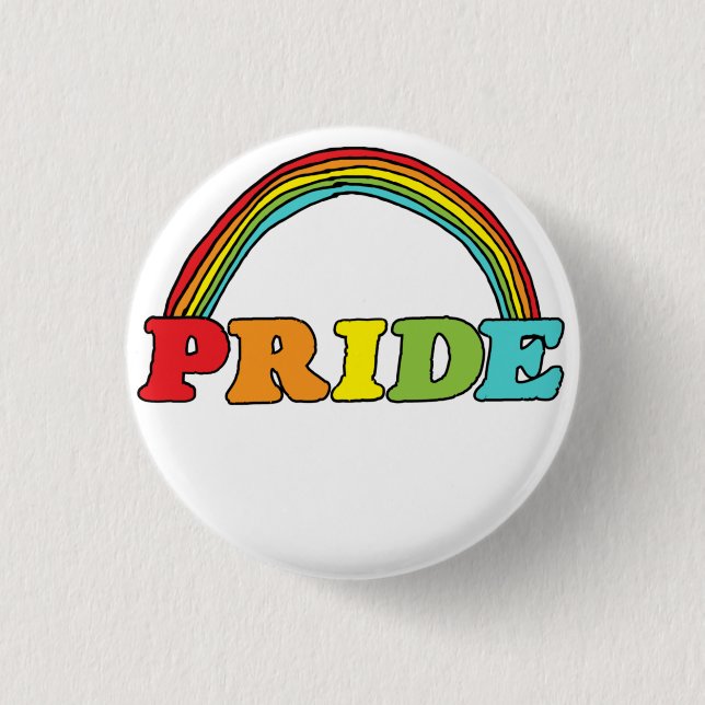 Badge Rond 2,50 Cm Pride Text and Rainbow (Devant)