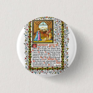 Badge Rond 2,50 Cm Prière chrétienne avec la nativité