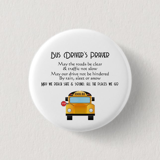 Badge Rond 2,50 Cm Prière du conducteur de bus scolaire (Devant)