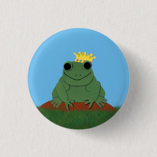Badge Rond 2,50 Cm Prince de grenouille lunaire avec couronne