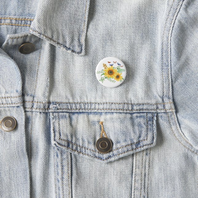 Badge Rond 2,50 Cm printemps de tournesol (En situation)