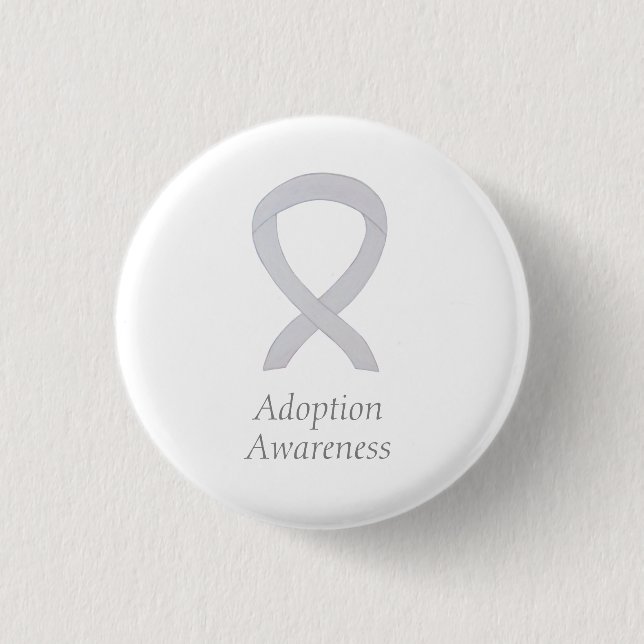 Badge Rond 2,50 Cm Prise de conscience de l'adoption White Ribbon Cus (Devant)