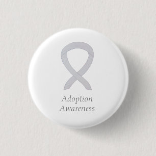 Badge Rond 2,50 Cm Prise de conscience de l'adoption White Ribbon Cus