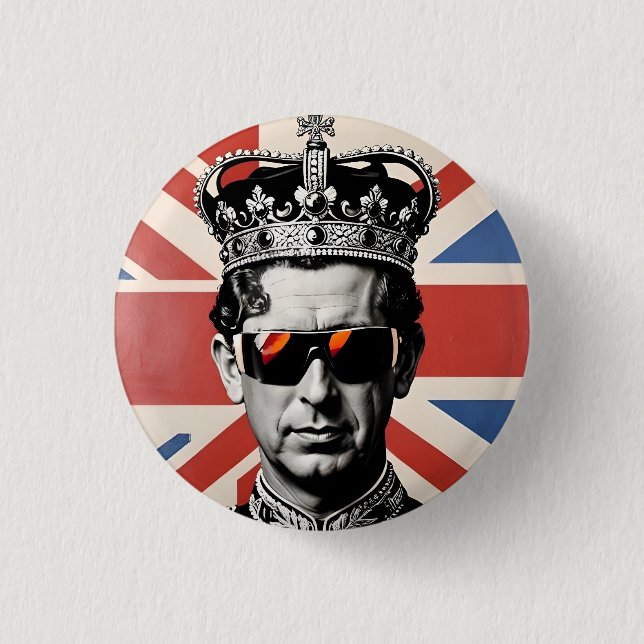 Badge Rond 2,50 Cm prise d'union du bouton d'insigne roi Charles iii (Devant)