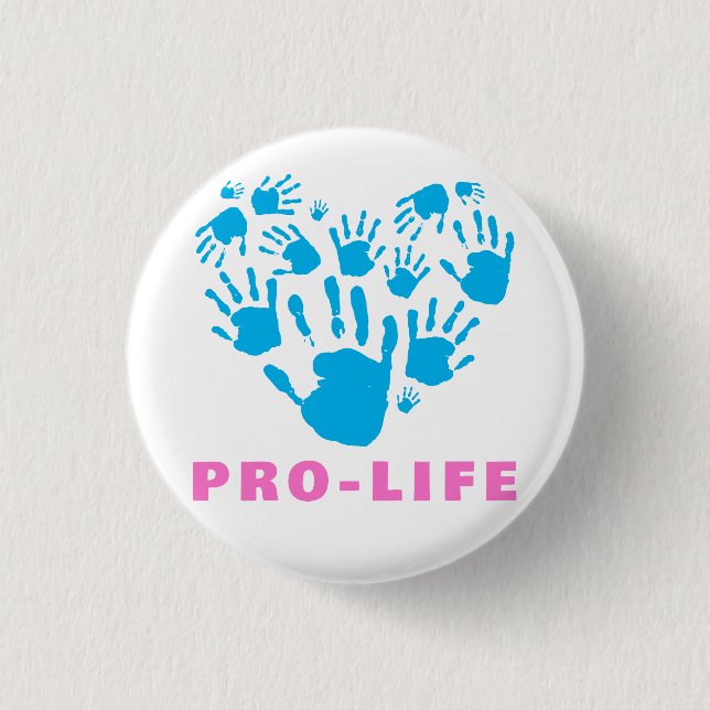 Badge Rond 2,50 Cm Pro-Life Handprint Heart – Value Life Awareness  (Devant)