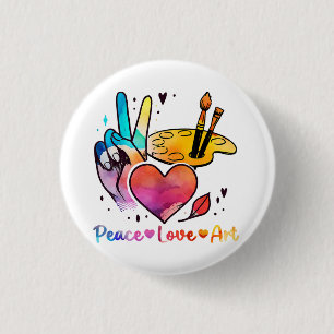 Badge Rond 2,50 Cm Professeur D'Art Peace Love Art Pour Artistes Et P