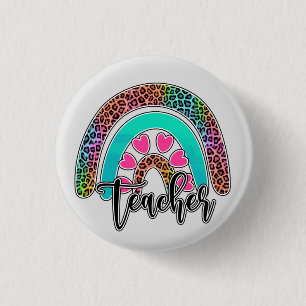 Badge Rond 2,50 Cm Professeur Rainbow - Empreinte de léopard coloré