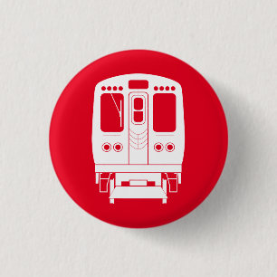Badge Rond 2,50 Cm Profil de White Chicago "L" sur Red Arrière - plan