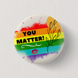 Badge Rond 2,50 Cm Promotion LGBT Rainbow "You Matter"