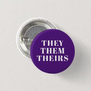 Badge Rond 2,50 Cm Pronoms de genre Ils, Eux, Leurs violet Lgbtq