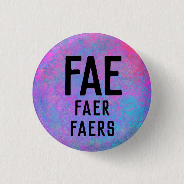 Badge Rond 2,50 Cm Pronoms Fae Faer Faers (Devant)