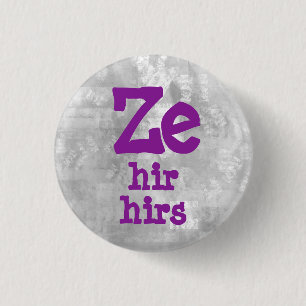 Badge Rond 2,50 Cm Pronoms Ze Hir Hirs