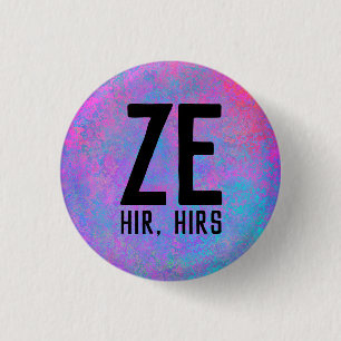 Badge Rond 2,50 Cm Pronoms Ze Hir Hirs