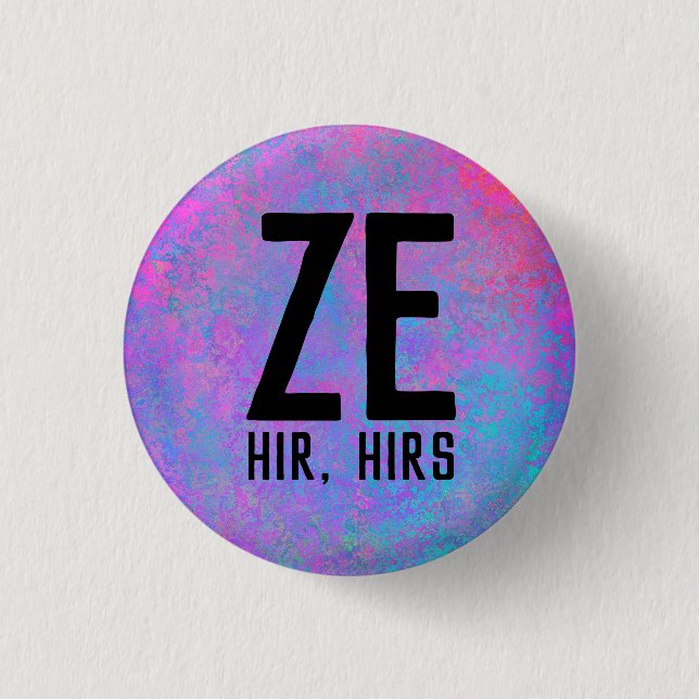 Badge Rond 2,50 Cm Pronoms Ze Hir Hirs (Devant)