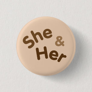 Badge Rond 2,50 Cm Pronoun Pin Elle/Elle