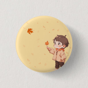 Badge Rond 2,50 Cm Proposer l'amour ! ! Feuille d'automne tenue par u