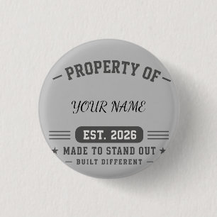Badge Rond 2,50 Cm Propriété Personnalisée De Nom – Style Universitai