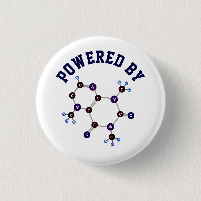 Badge Rond 2,50 Cm Propulsé par - Caféine Structure moléculaire (Devant)