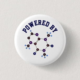 Badge Rond 2,50 Cm Propulsé par - La caféine Structure moléculaire