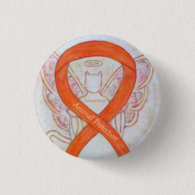 Badge Rond 2,50 Cm Protection des animaux Étanchéité à l'orange (Devant)