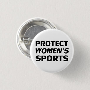 Badge Rond 2,50 Cm Protéger le sport féminin en noir blanc typographi