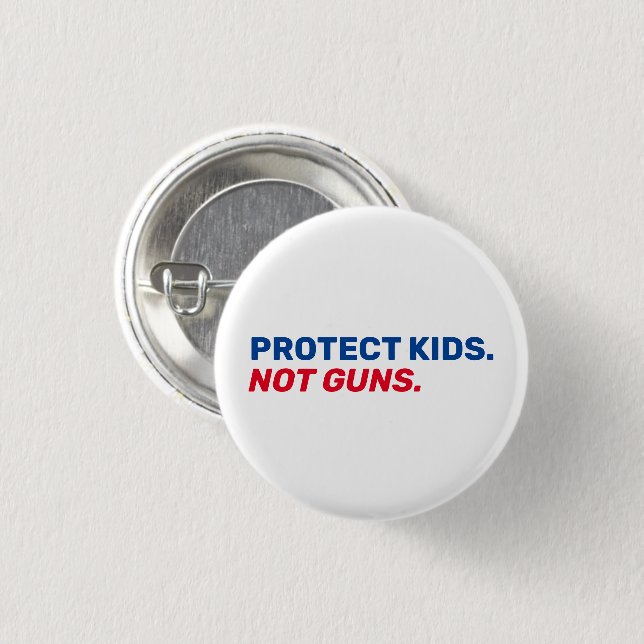 Badge Rond 2,50 Cm Protéger les enfants Pas d'armes rouge blanc et bl (Devant & derrière)