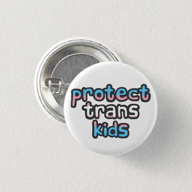 Badge Rond 2,50 Cm Protéger les enfants trans - Insigne de drapeau de (Devant & derrière)