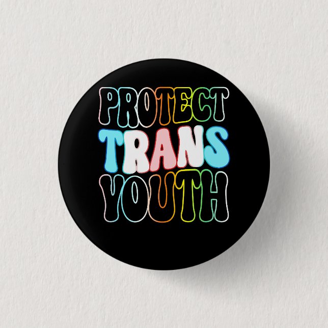 Badge Rond 2,50 Cm Protéger les jeunes transgenres transgenres LGBT L (Devant)