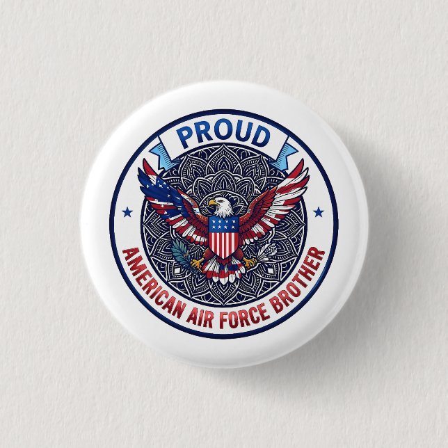 Badge Rond 2,50 Cm Proud American Air Force Brother (Devant)