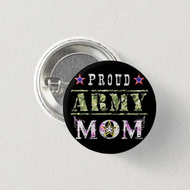 Badge Rond 2,50 Cm Proud Army Mom (Devant & derrière)