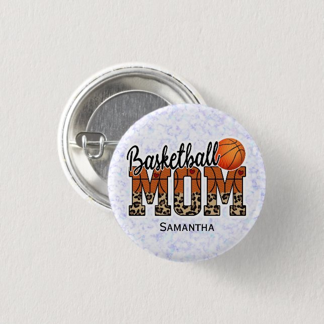 Badge Rond 2,50 Cm Proud Basketball Maman - Champion du côté cour (Devant & derrière)