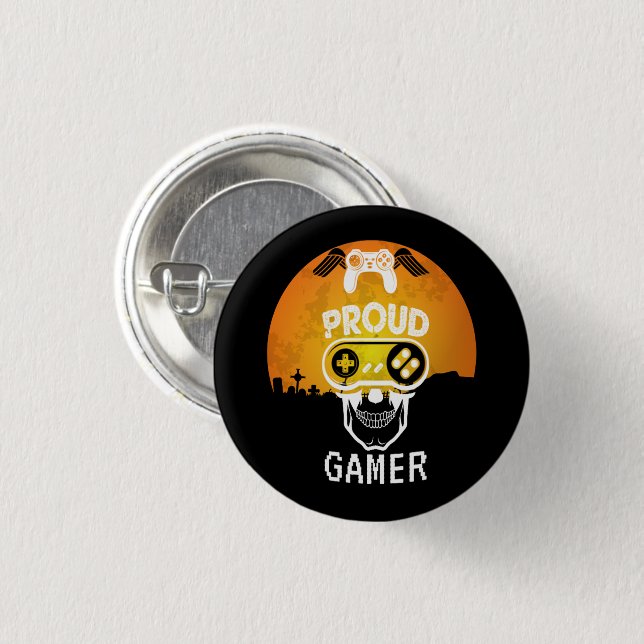 BADGE ROND 2,50 CM PROUD GAMER - HALLOWEEN GAMING NERD (Devant & derrière)