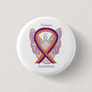 Badge Rond 2,50 Cm Psoriasis Sensibilisation Ruban Angel Épingle Pers
