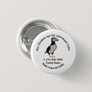 Badge Rond 2,50 Cm Puffin à cornes perdues Adresse familiale permanen