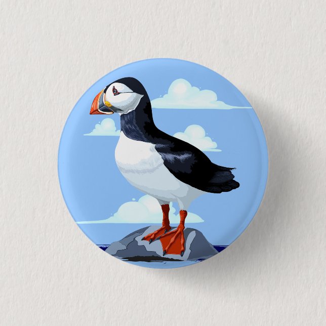 Badge Rond 2,50 Cm Puffin Cute Oiseau de mer Atlantique (Devant)