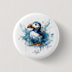 Badge Rond 2,50 Cm Puffin Splash, personnalisé