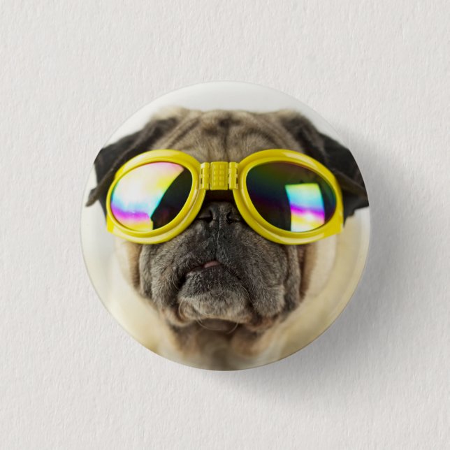 Badge Rond 2,50 Cm Pug with Goggles (Devant)